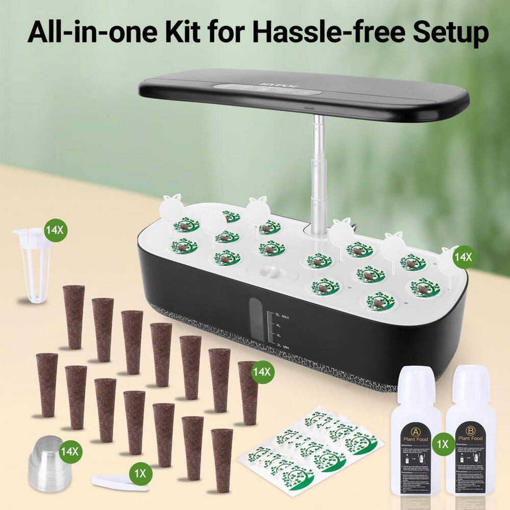 12 Pods Hydroponic Growing System Garden Kit with LED Grow Light, Adjustable Height, Water Pump, No Seeds Included