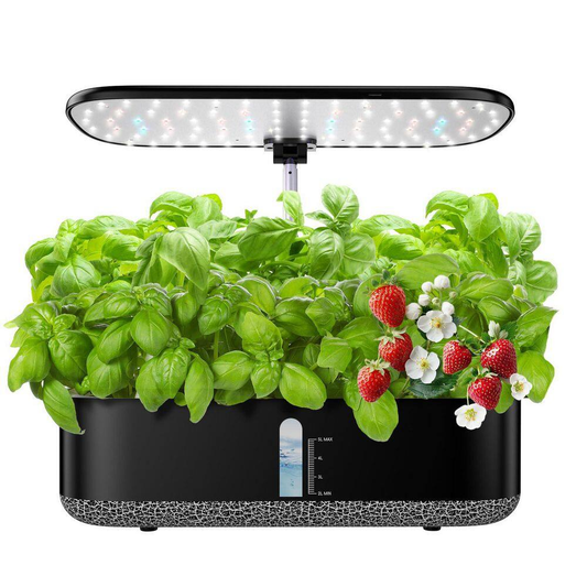 12 Pods Hydroponic Growing System Garden Kit with LED Grow Light, Adjustable Height, Water Pump, No Seeds Included