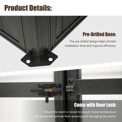 [06X08FT] Heavy-Duty Outdoor Polycarbonate Greenhouse With Fully Automatic Temperature Control Vent (SAK51892)