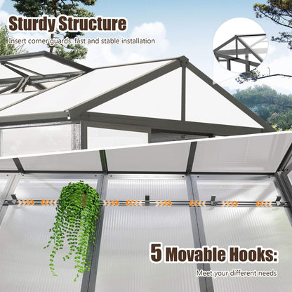 [06X08FT] Heavy-Duty Outdoor Polycarbonate Greenhouse With Fully Automatic Temperature Control Vent (SAK51892)