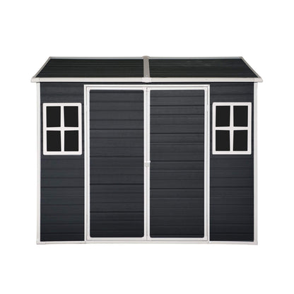 [06X08FT] Alora Outdoor Resin Patio Garden Shed With Floor, 2 Windows, And Lockable Doors (SAK54953)