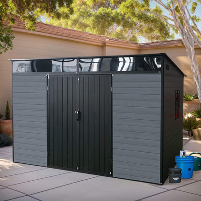 [07X10FT] Outdoor Resin Garden Shed With Floor, Window, And Lockable Door (SAK25987)