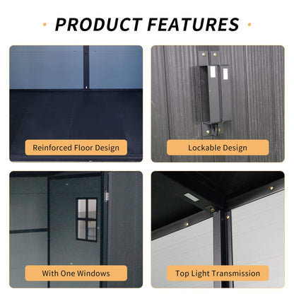 [07X10FT] Outdoor Resin Garden Shed With Floor, Window, And Lockable Door (SAK25987)