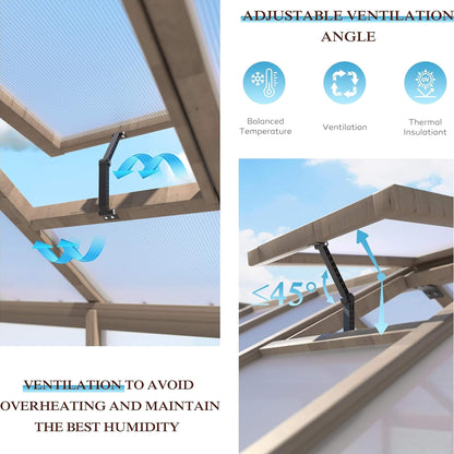 [08X16FT] Large Heavy-Duty Outdoor Wooden Greenhouse With 6MM Polycarbonate Panels And Vent Roof (SAK18467)