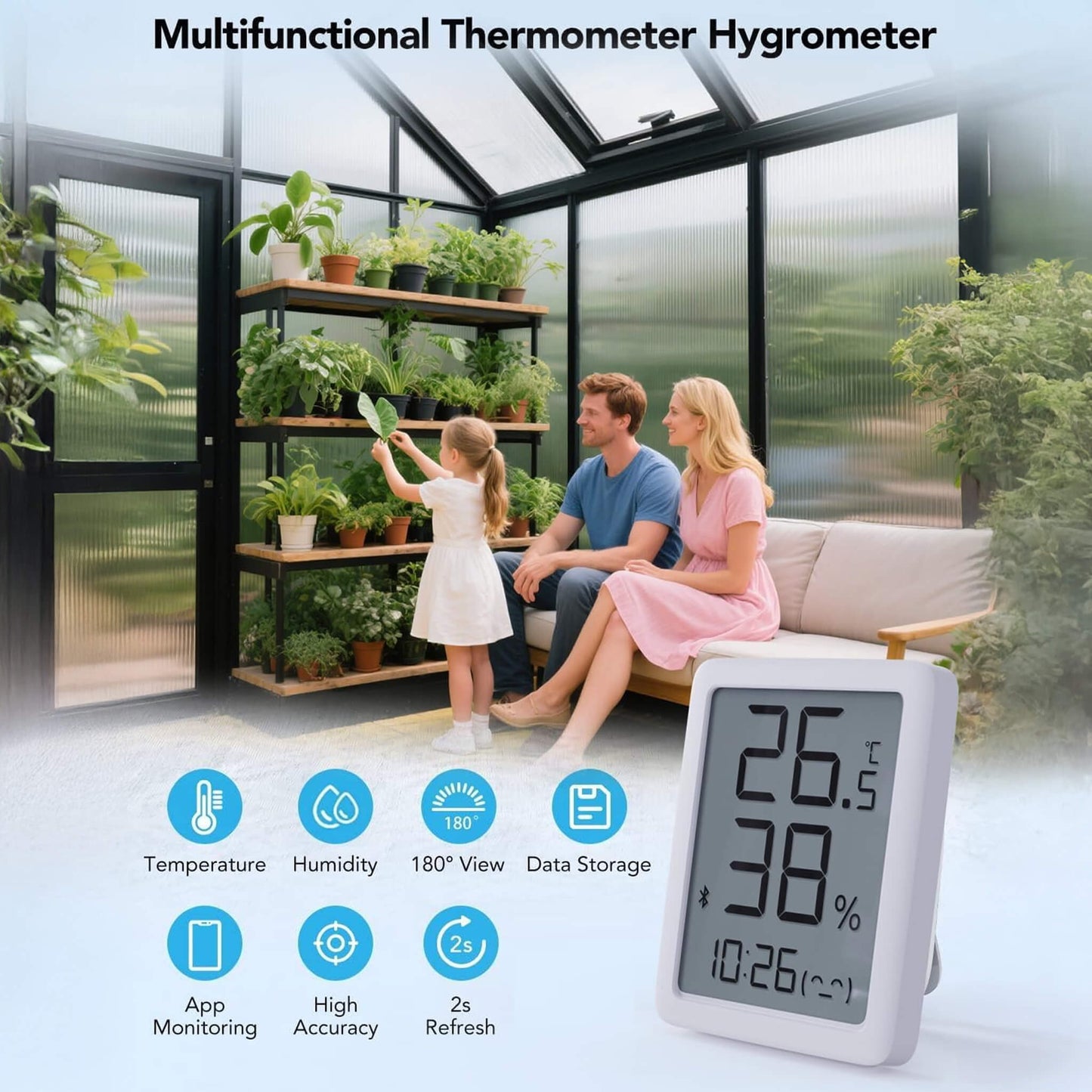 [10X12FT] Outdoor Polycarbonate Aluminum Greenhouse With UV Protection And Thermometer (SAK59183)