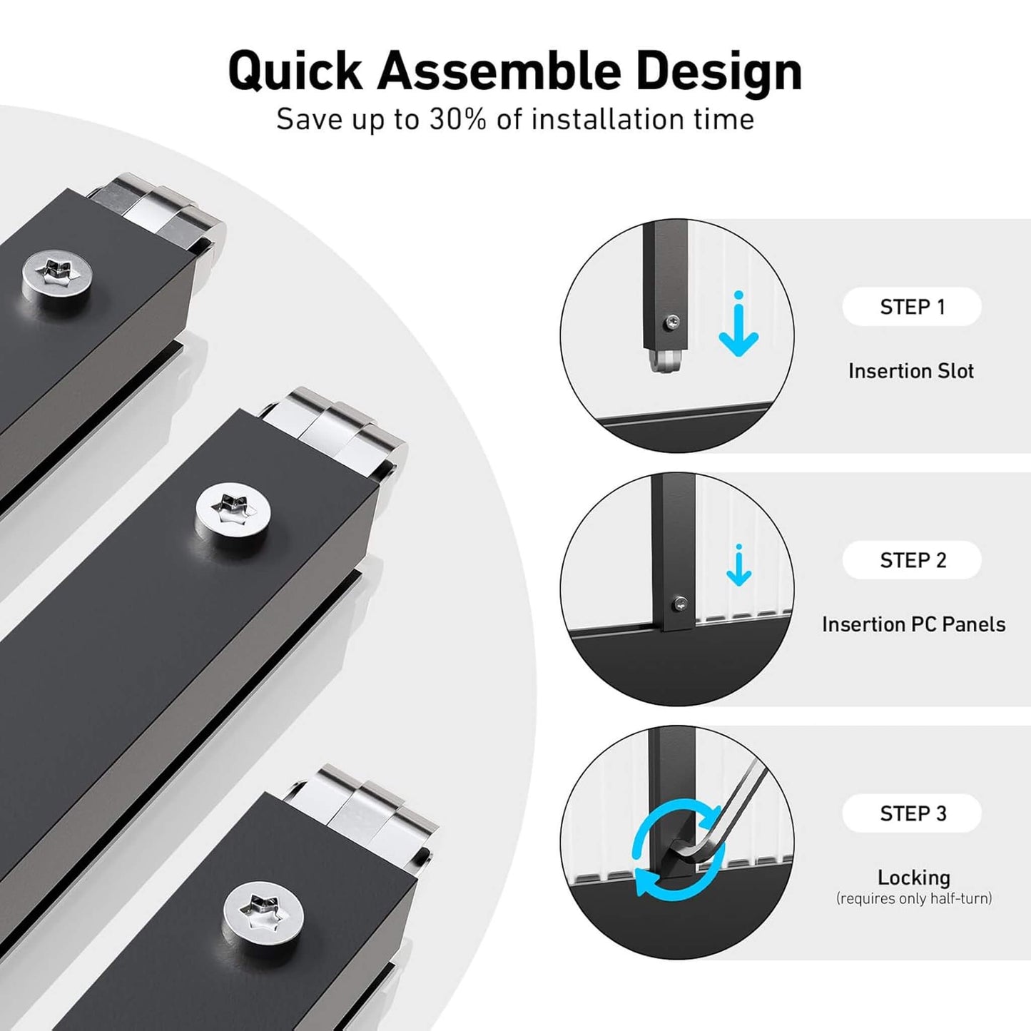 [10X12FT] Outdoor Polycarbonate Aluminum Greenhouse With UV Protection And Thermometer (SAK59183)