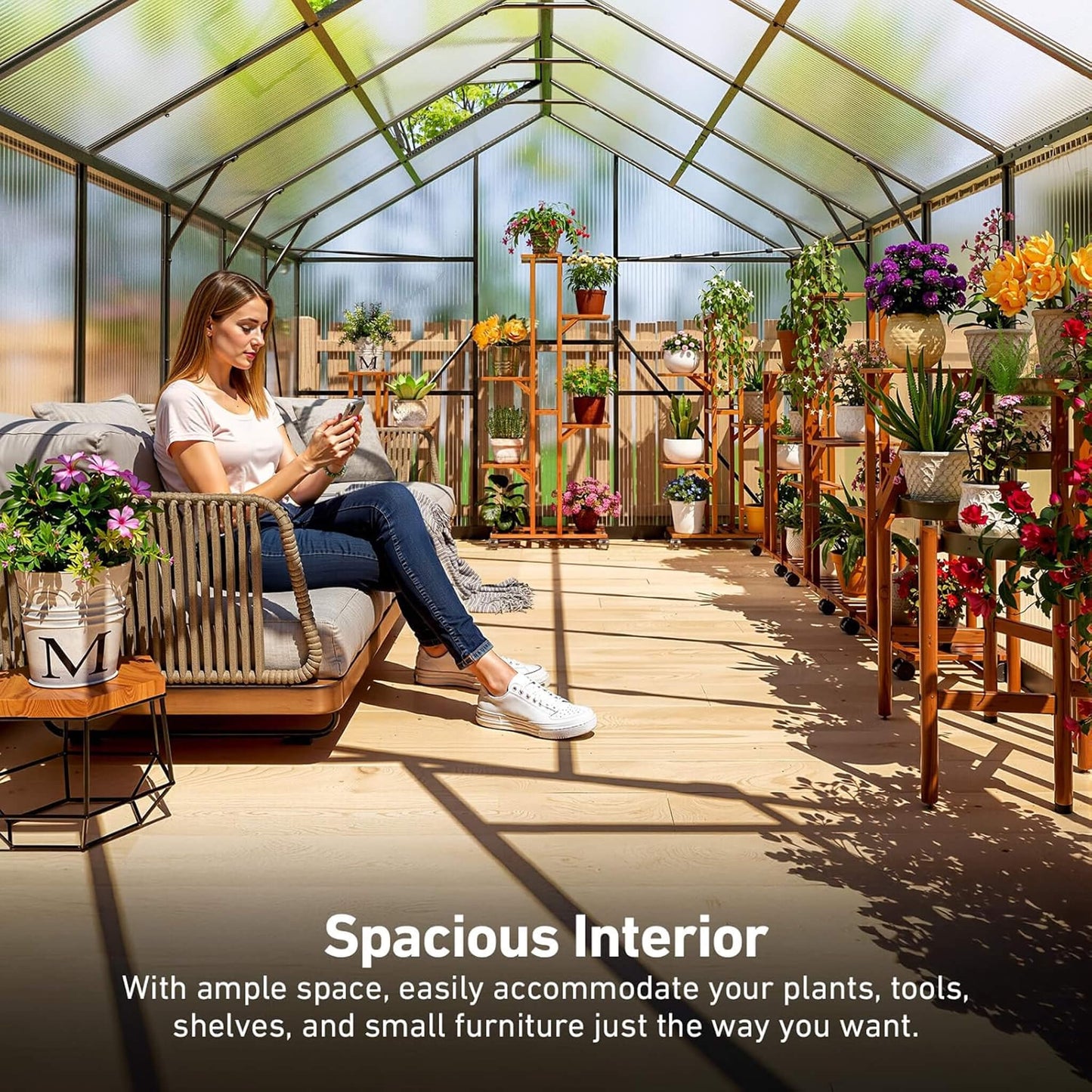 [10X12FT] Outdoor Polycarbonate Aluminum Greenhouse With UV Protection And Thermometer (SAK59183)