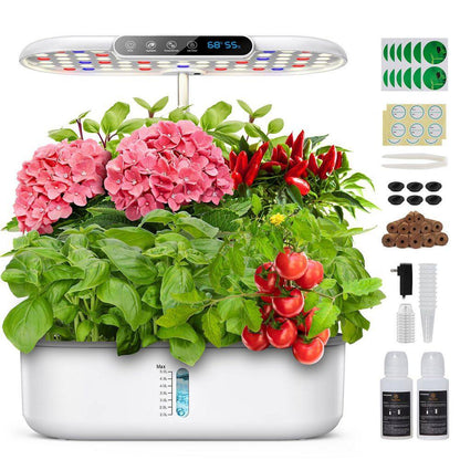Hydroponics Growing System Kit: 12-Pods Plant Germination Kit with Grow Light, Smart Temp & Humidity Detection