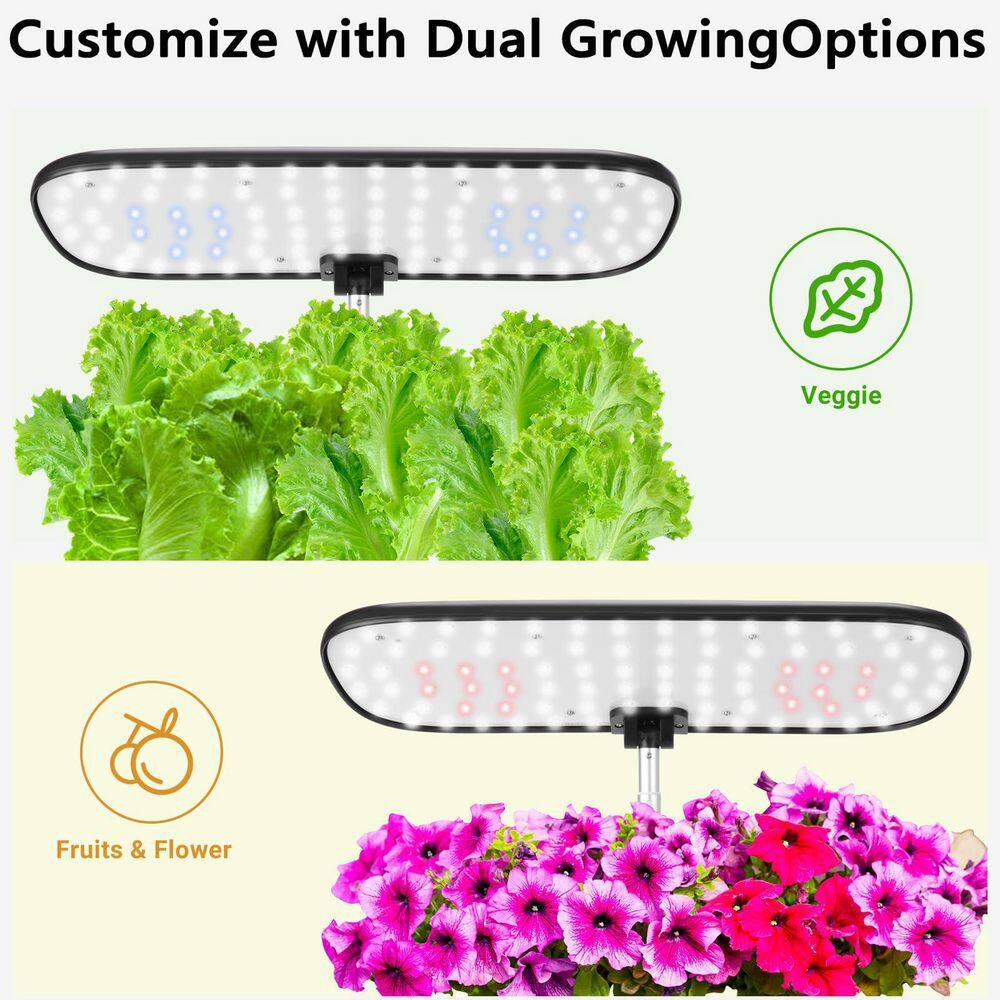 12 Pods Hydroponic Growing System Garden Kit with LED Grow Light, Adjustable Height, Water Pump, No Seeds Included