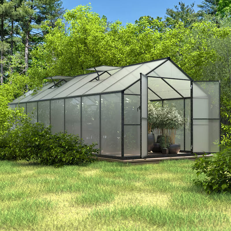 Greenhouse 14-Ft L X 8-Ft W X 6.4-Ft H Gray Greenhouse