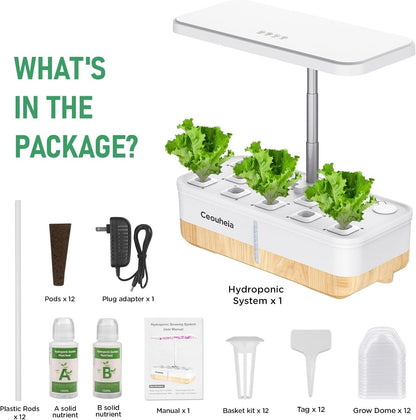 Hydroponics Growing System 12Pods, Indoor Herb Garden with LED Grow Light