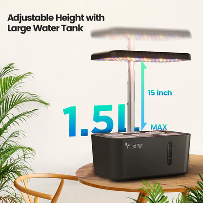 MINI 5-Pod Hydroponics System - App&Wifi Controlled Smart Indoor Garden with Grow Lights, Height Adjustable, Gardening Gift for Beginners, Black