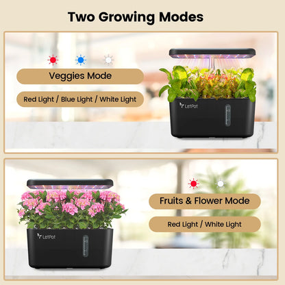 MINI 5-Pod Hydroponics System - App&Wifi Controlled Smart Indoor Garden with Grow Lights, Height Adjustable, Gardening Gift for Beginners, Black