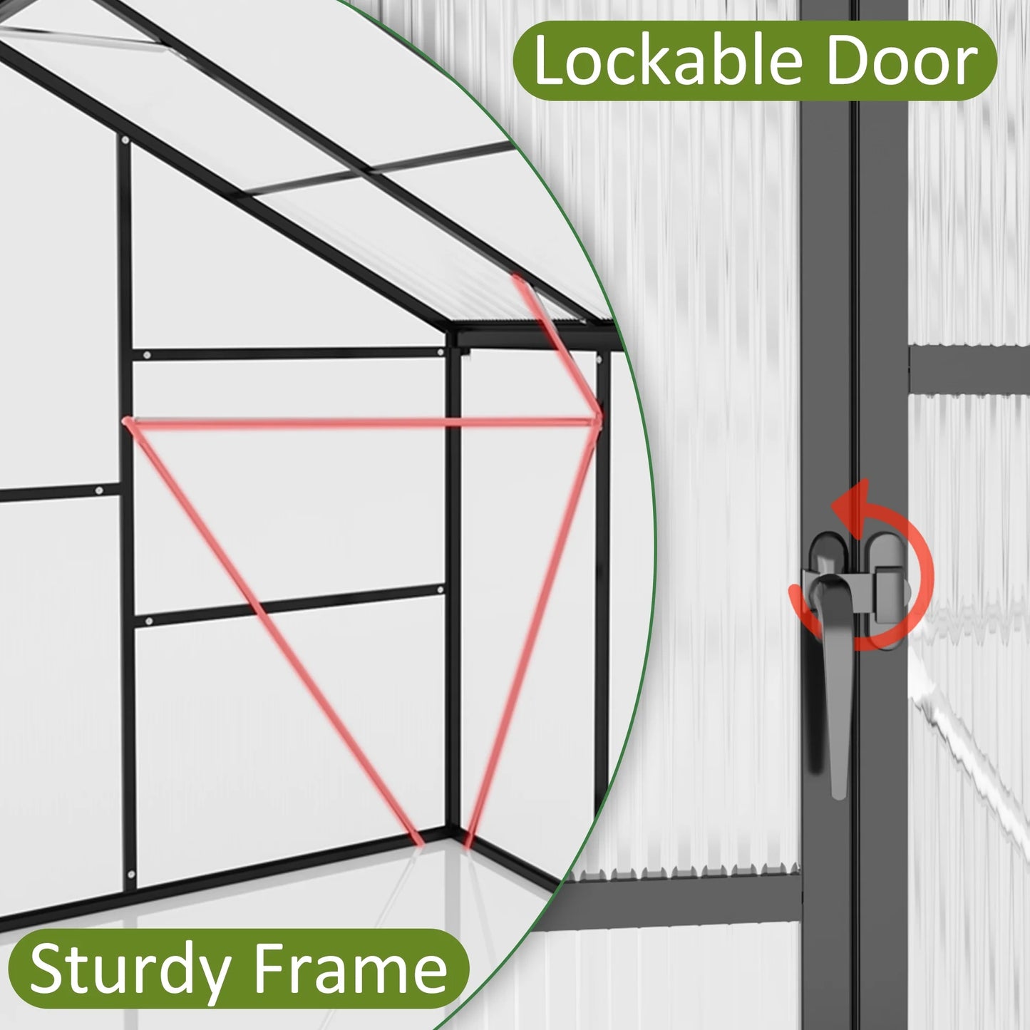 12'X8' Outdoor Greenhouse, Walk-In Polycarbonate Green House with Aluminum Frame for Backyard