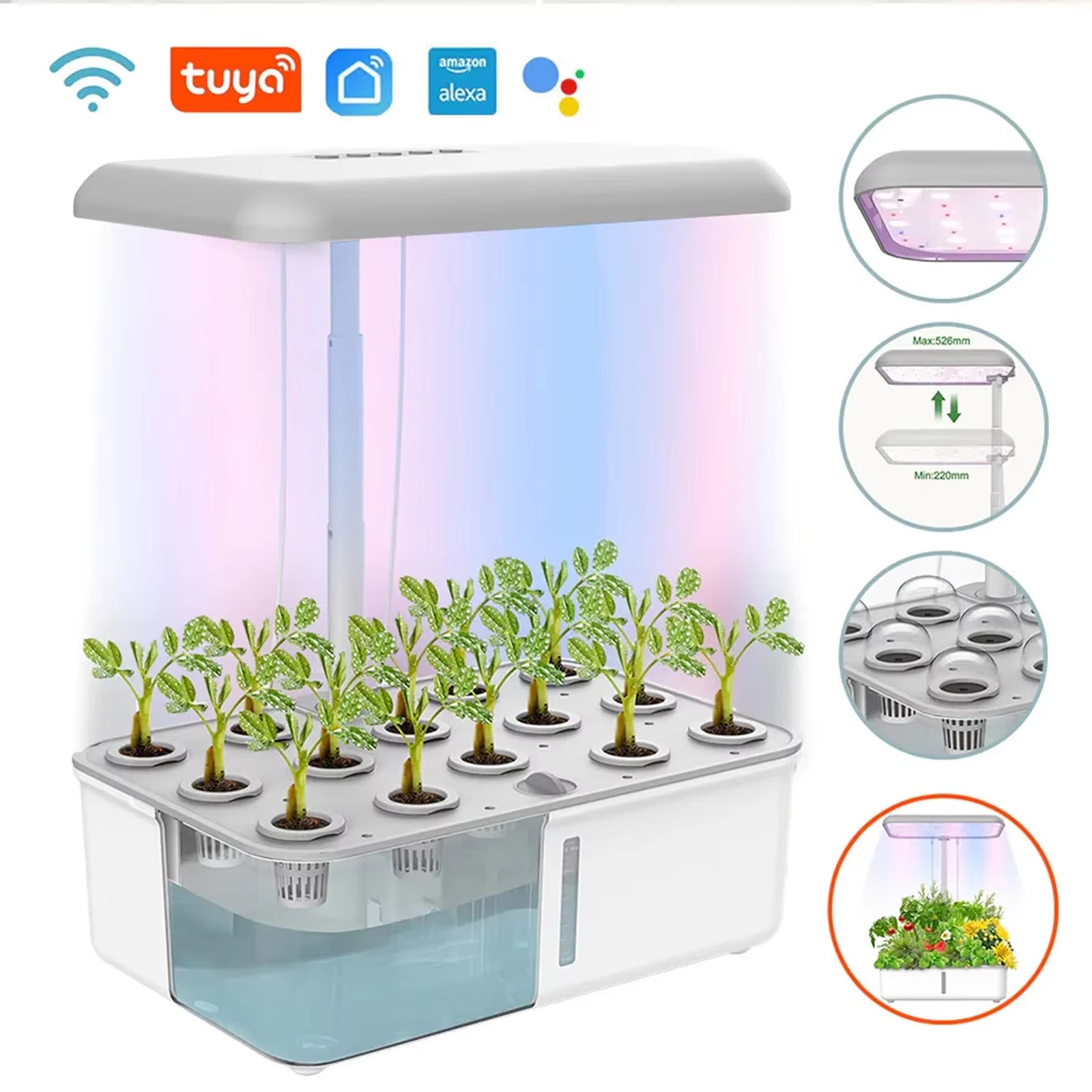 Tuya Wifi Plant Hydroponics System Growing LED Light Soilless Smart Planting Machine Self Watering Indoor Home Gardening Planter