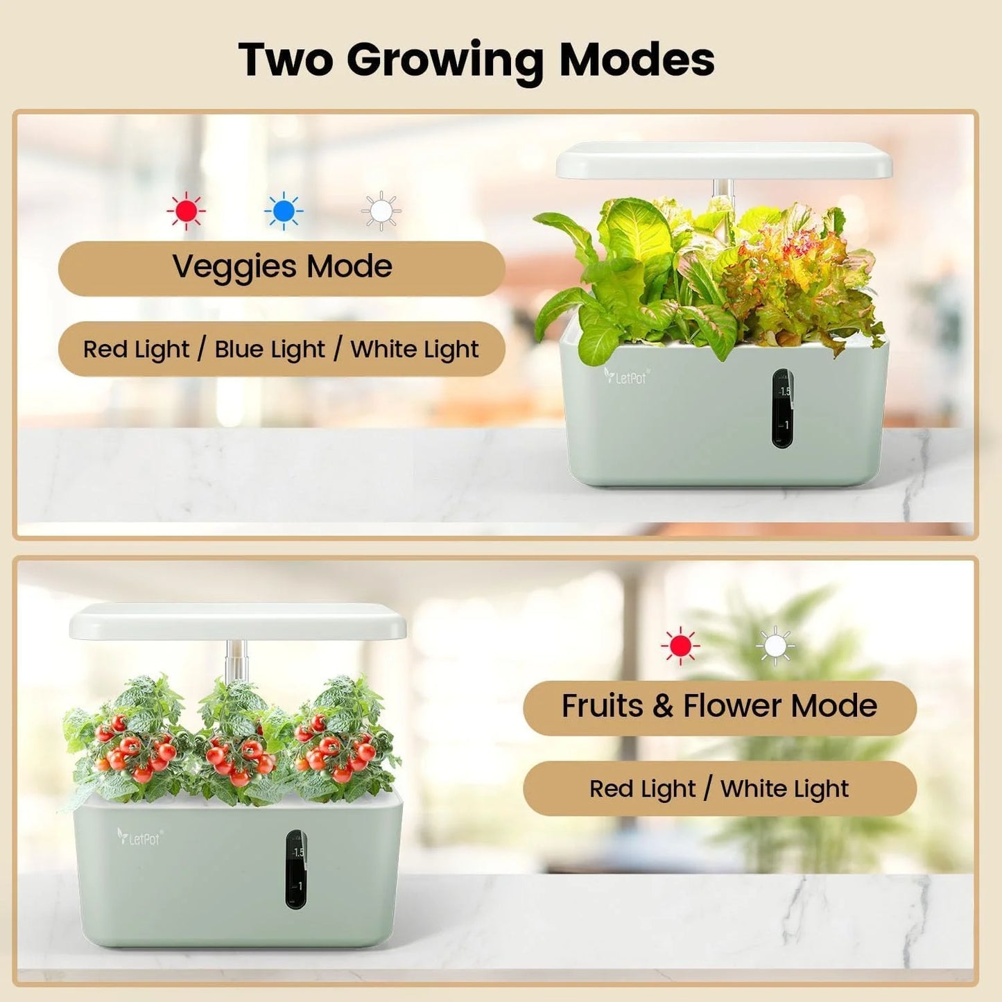 MINI 5-Pod Hydroponics System - App&Wifi Controlled Smart Indoor Garden with Grow Lights, Height Adjustable, Gardening Gift for Beginners, Green