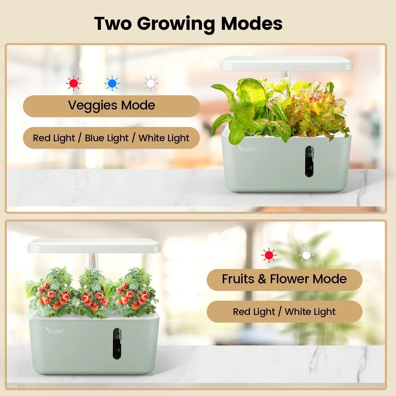 MINI 5-Pod Hydroponics System - App&Wifi Controlled Smart Indoor Garden with Grow Lights, Height Adjustable, Gardening Gift for Beginners, Green