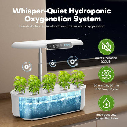 Hydroponics Growing System Kit: 12-Pods Plant Germination Kit with Grow Light, Smart Temp & Humidity Detection