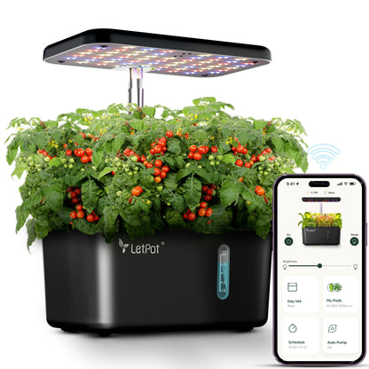 MINI 5-Pod Hydroponics System - App&Wifi Controlled Smart Indoor Garden with Grow Lights, Height Adjustable, Gardening Gift for Beginners, Black