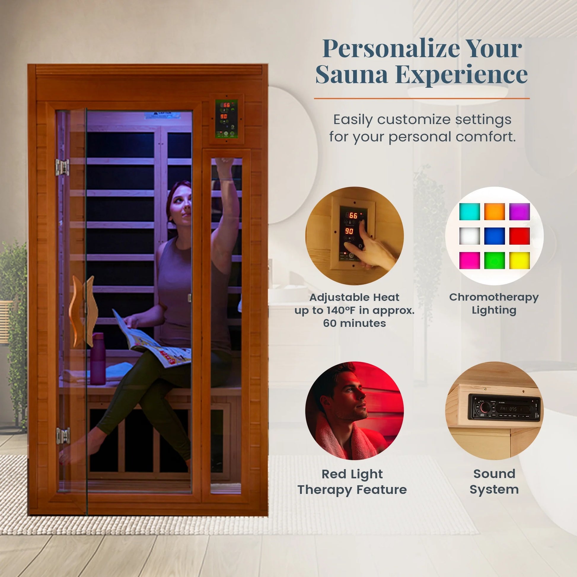 Barcelona 1 to 2 Person Low EMF FAR Infrared Home Sauna