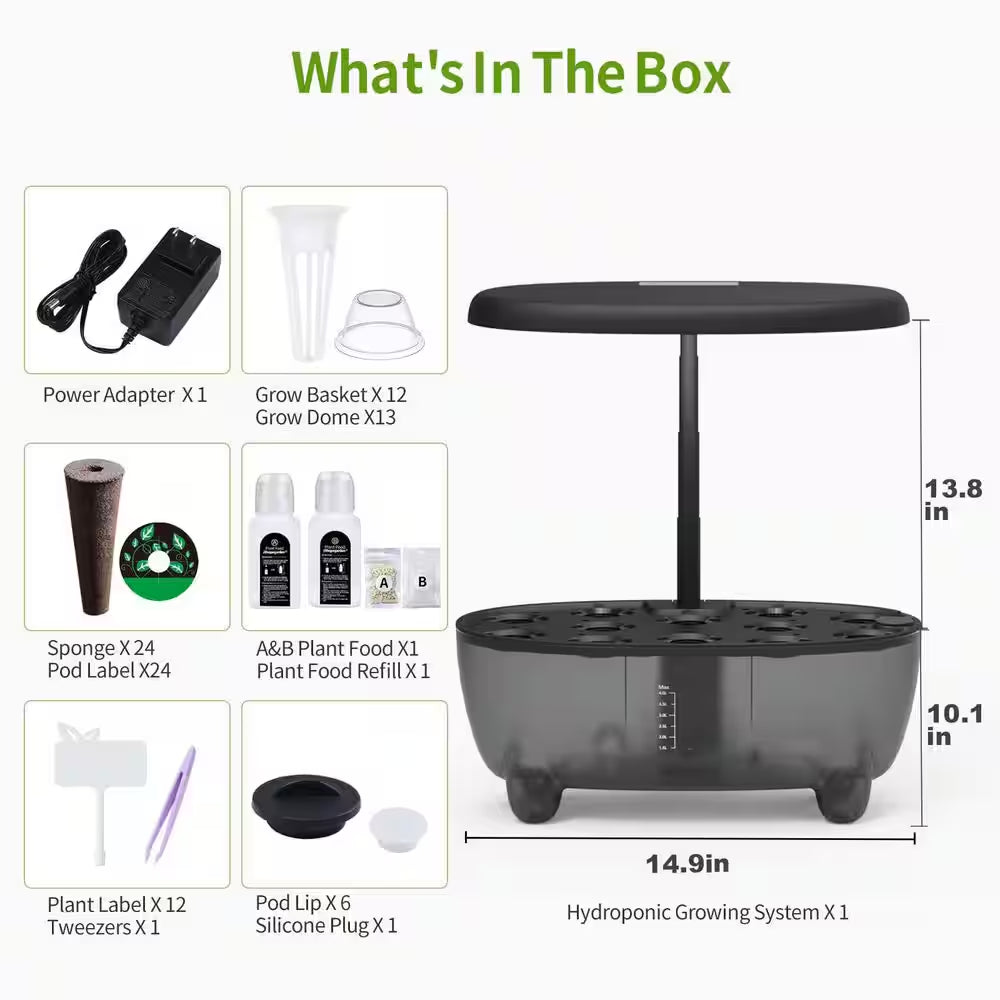 12-Pod Indoor Herb Garden Hydroponics Growing System with LED Grow Light,For Herbs, Vegetables, Lettuce,Full Spectrum