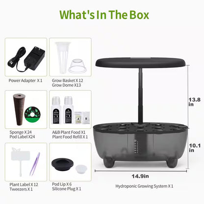 12-Pod Indoor Herb Garden Hydroponics Growing System with LED Grow Light,For Herbs, Vegetables, Lettuce,Full Spectrum