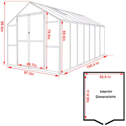 Greenhouse 14-Ft L X 8-Ft W X 6.4-Ft H Gray Greenhouse