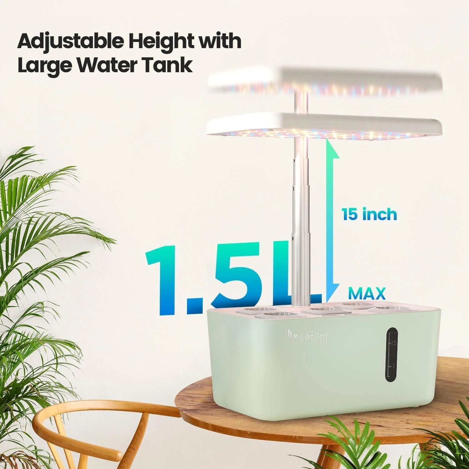 MINI 5-Pod Hydroponics System - App&Wifi Controlled Smart Indoor Garden with Grow Lights, Height Adjustable, Gardening Gift for Beginners, Green