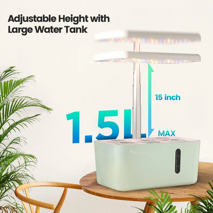 MINI 5-Pod Hydroponics System - App&Wifi Controlled Smart Indoor Garden with Grow Lights, Height Adjustable, Gardening Gift for Beginners, Green