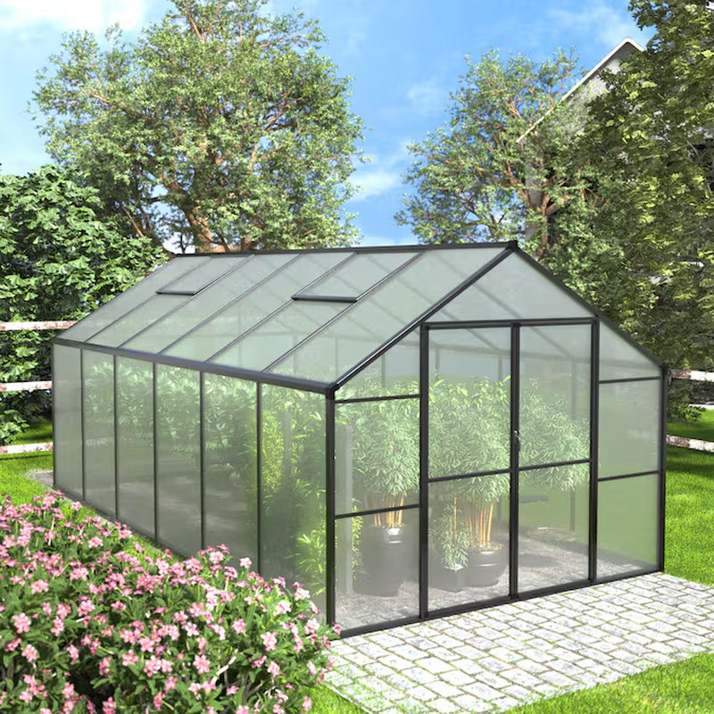 Greenhouse 14-Ft L X 8-Ft W X 6.4-Ft H Gray Greenhouse
