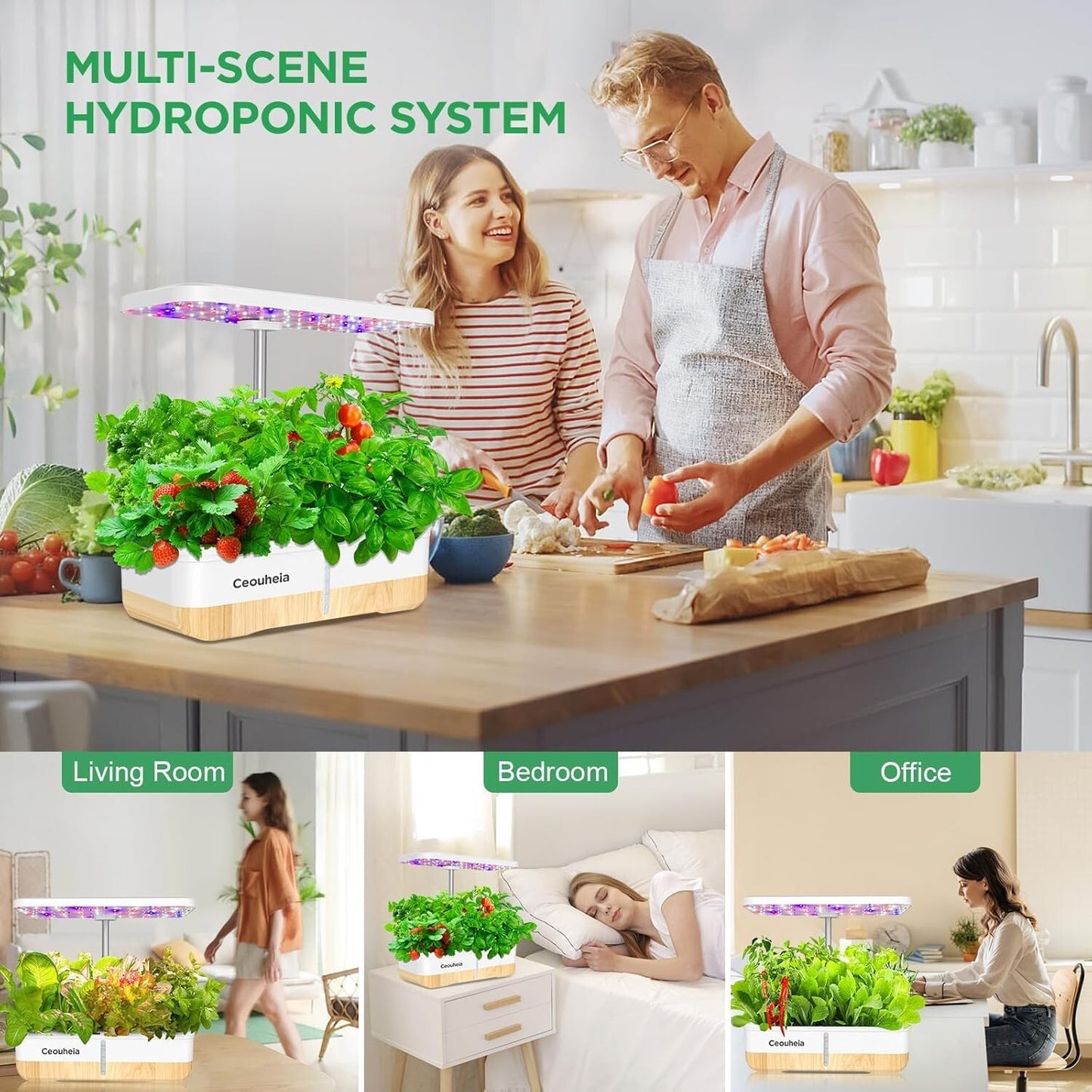 Hydroponics Growing System 12Pods, Indoor Herb Garden with LED Grow Light