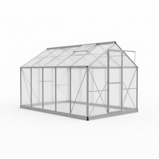 8X10Ft Outdoor Greenhouse, Heavy-Duty Walk-In Green House for Garden with Reinforced Aluminum Frame & Uv-Resistant Polycarbonate Panels