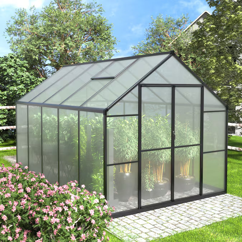 Greenhouse 14-Ft L X 8-Ft W X 6.4-Ft H Gray Greenhouse