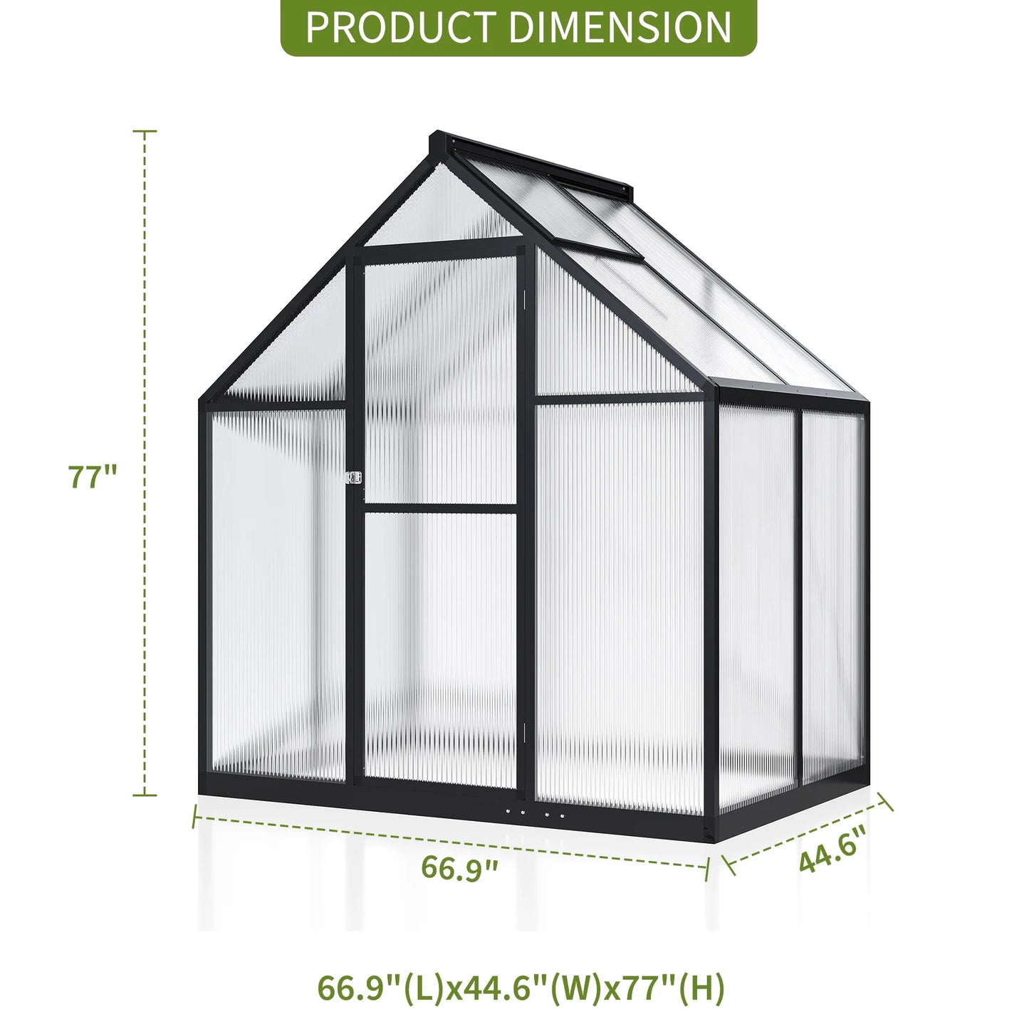 4'X6' Outdoor Greenhouse, Walk-In Polycarbonate Green House with Aluminum Frame for Backyard