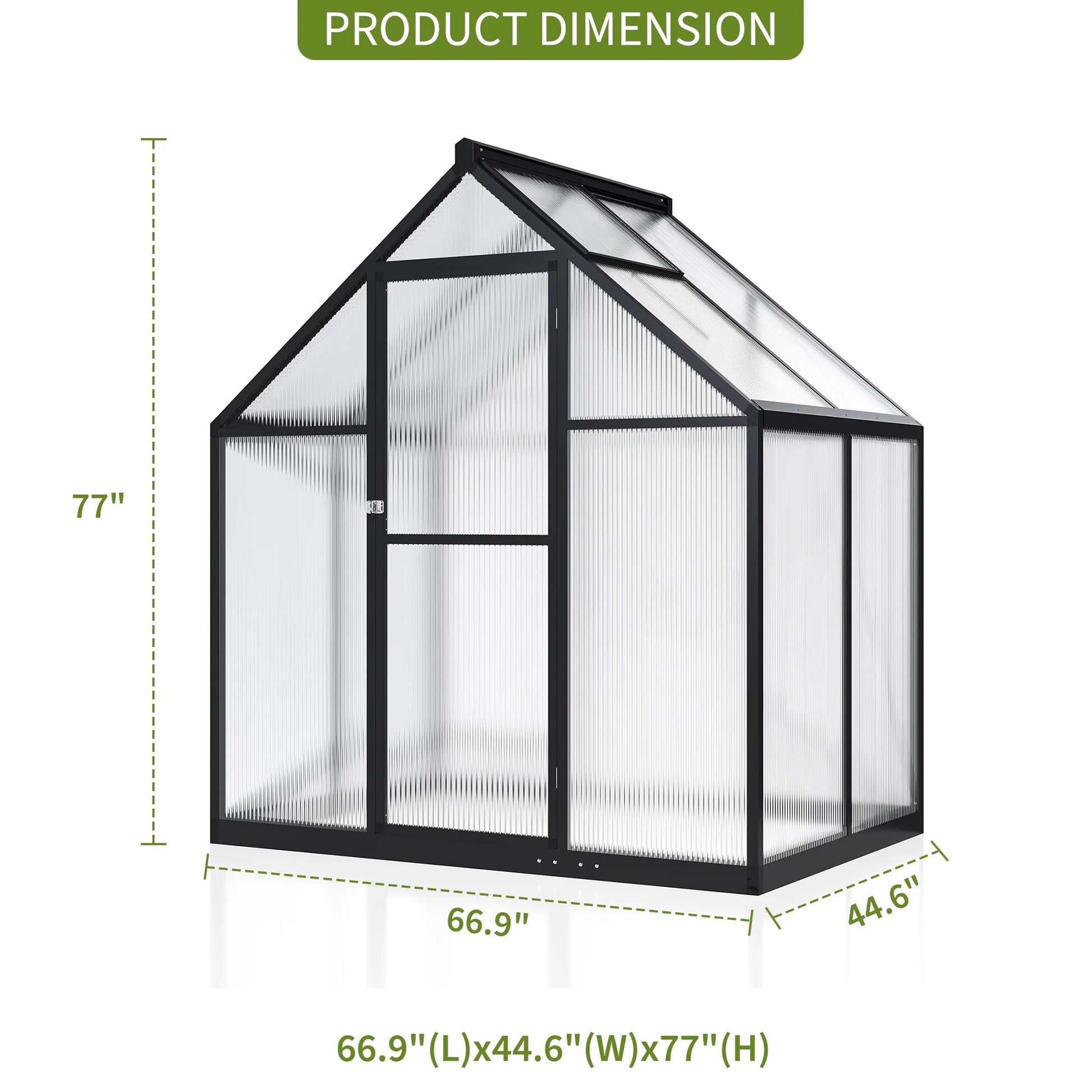 4'X6' Outdoor Greenhouse, Walk-In Polycarbonate Green House with Aluminum Frame for Backyard