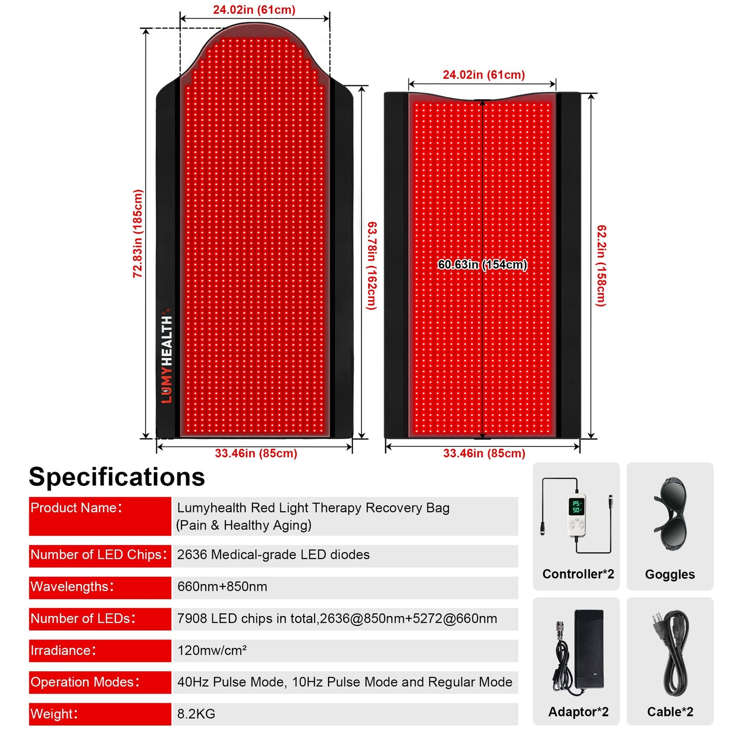 LUMYHEALTH Full Body Red Light Therapy Bag – Infrared Recovery System (660nm + 850nm)