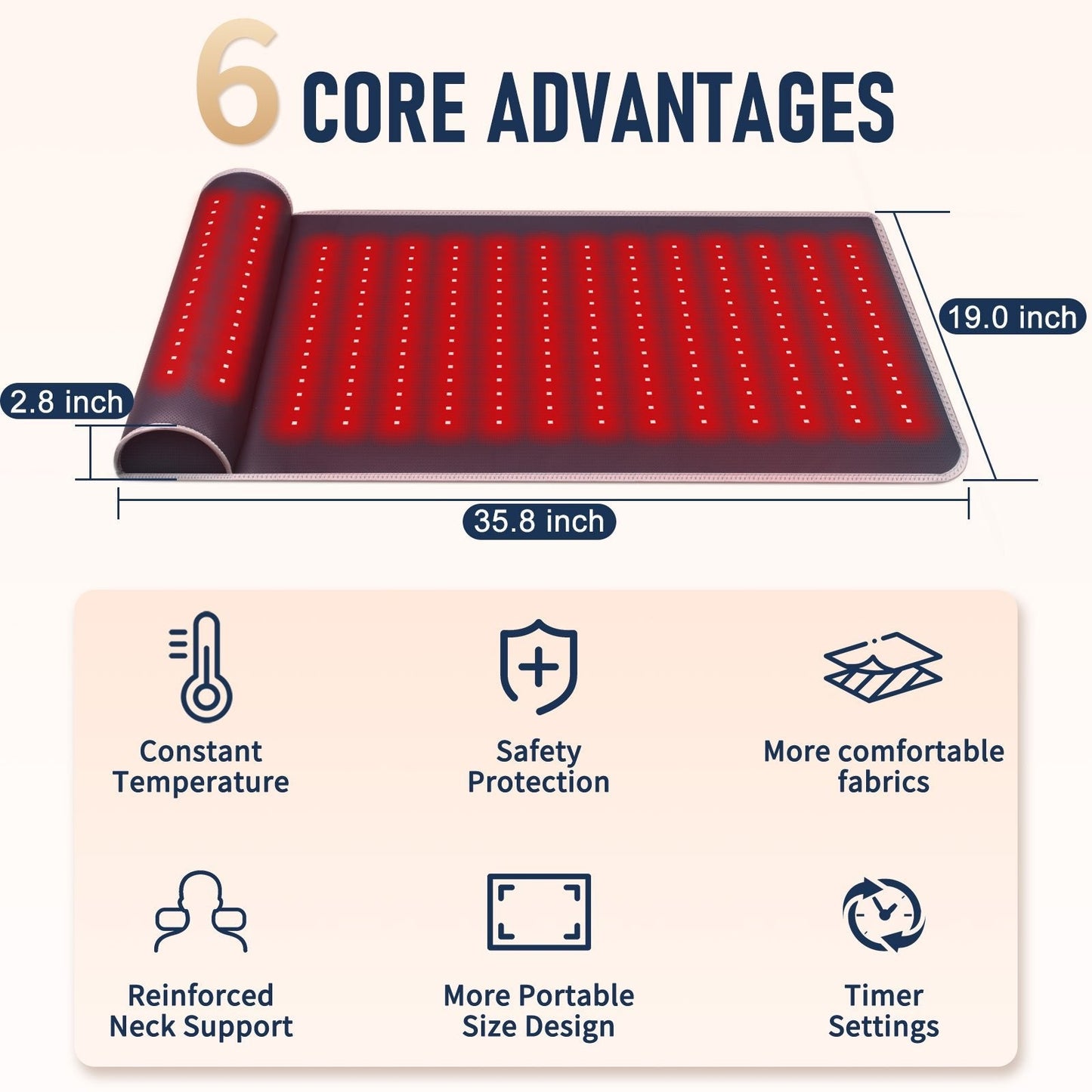LUMYHEALTH Leather Red Light Therapy Mat with Neck Support