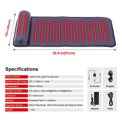 LUMYHEALTH Leather Red Light Therapy Mat with Neck Support