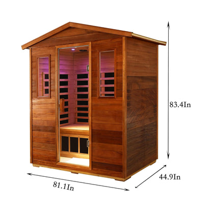 Thermora Vanta Luxury 3-Person Outdoor Mahogany Full Spectrum Ultra-Low EMF FAR Infrared Sauna With Chromotherapy And Bluetooth Speakers (SAK83460)