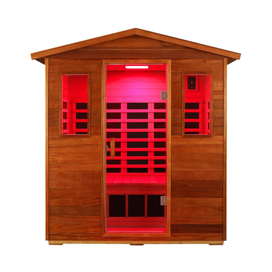 Thermora Vanta Luxury 3-Person Outdoor Mahogany Full Spectrum Ultra-Low EMF FAR Infrared Sauna With Chromotherapy And Bluetooth Speakers (SAK83460)