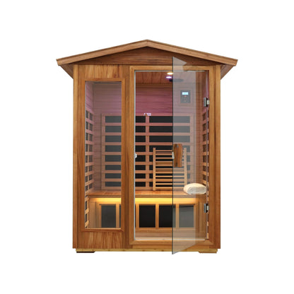Thermora Ignis 2-Person Ultra-Low EMF Mahogany Outdoor Infrared Sauna With Bluetooth Speakers (SAK43021)