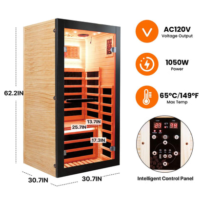 Thermora Solara Single-Person Chilean Pine Infrared Sauna Cabin (SAK57926)